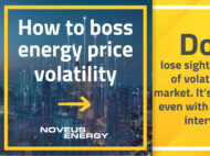 Cover of the Noveus Energy LinkedIn carousel post on how to boss energy market volatility